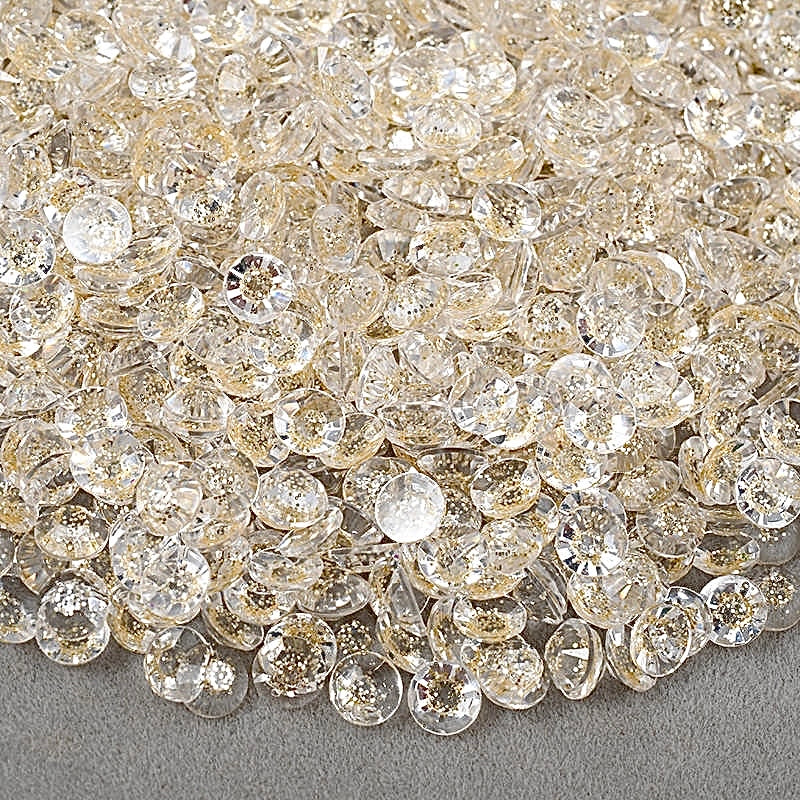 Glitter Light Peach Resin Round Flat Back Rhinestones