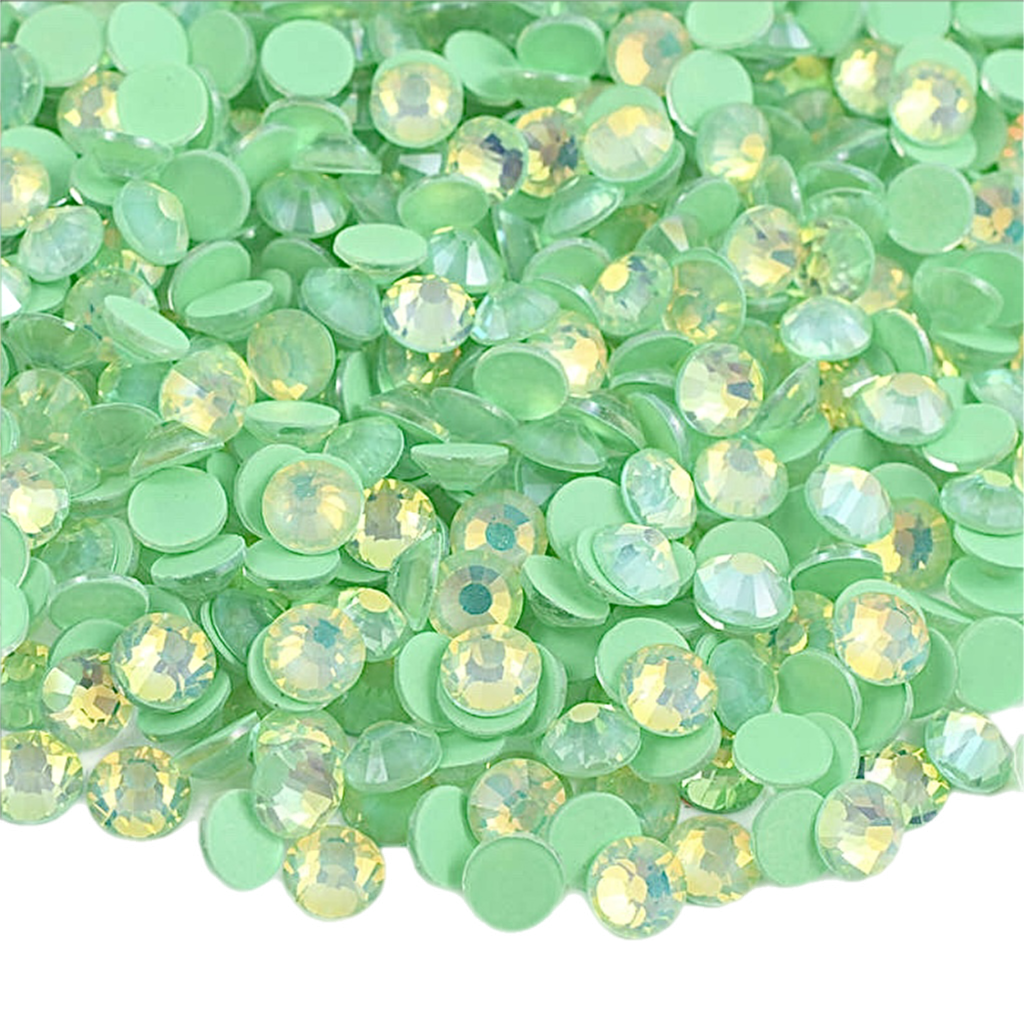 Luminous GreenOpal Round Glass Flatback Crystals