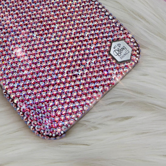 Hand-Placed Austrian Crystal Bling Phone Case for iPhone – Light Rose AB Micro Crystal Design 12ss