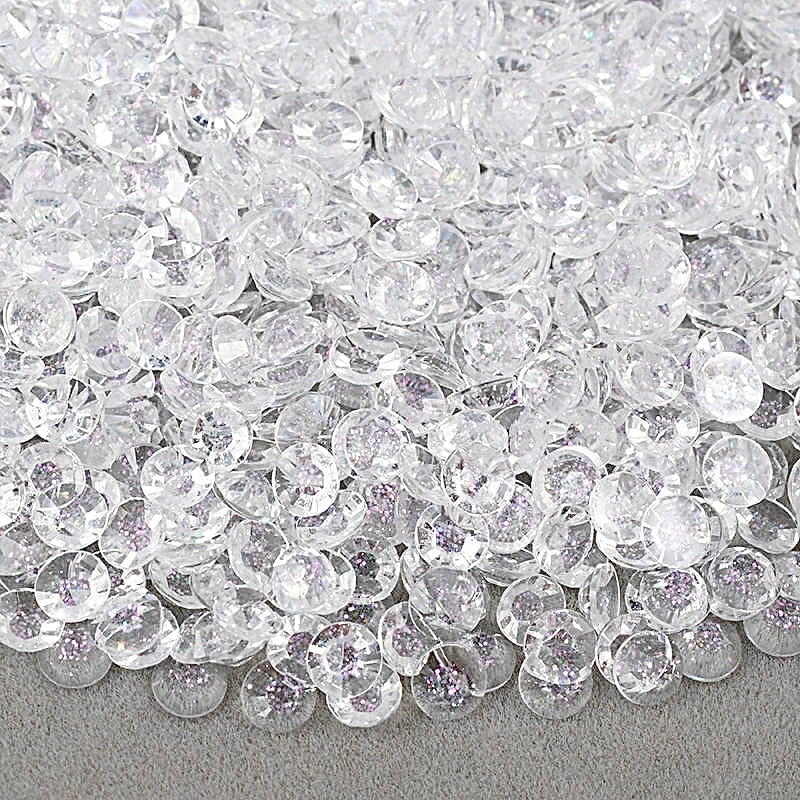 Glitter Clear Resin Round Flat Back Rhinestone