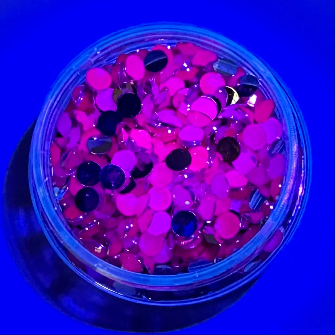 Neon Purple Resin Round Flat Back Rhinestones