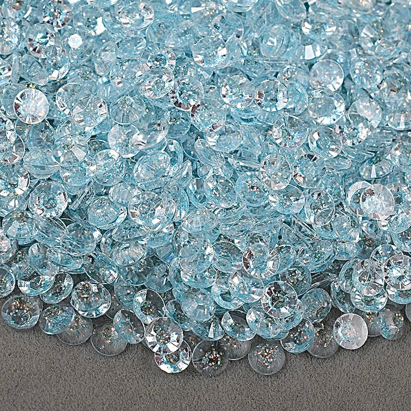 Glitter Light Sapphire Resin Round Flat Back Rhinestone