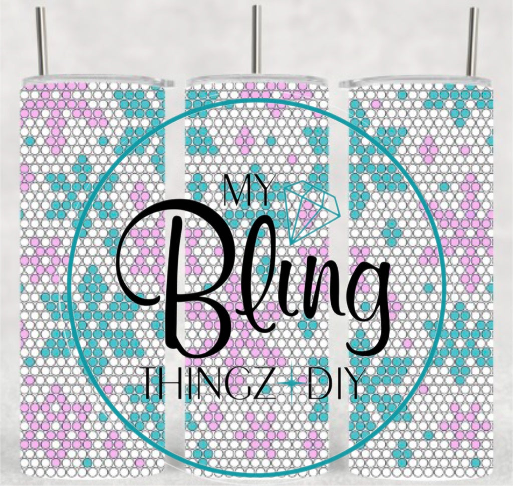 Sublimated Template Cup - Snowflakes Pink & Blue Mocha Opals