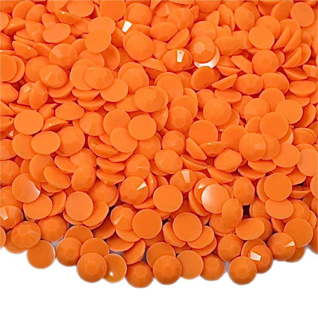 Solid Dark Orange Resin Jelly Round Flat Back Rhinestones