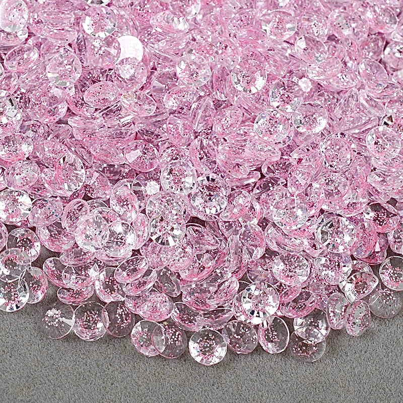 Glitter Pink Resin Round Flat Back Rhinestone