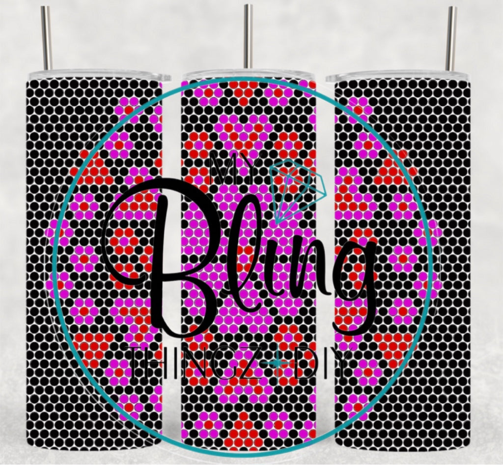 Sublimated Template Cup - Hearts Black/Red/Pink