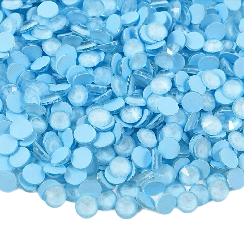 Neon Ice Blue Round Glass Flatback Crystals