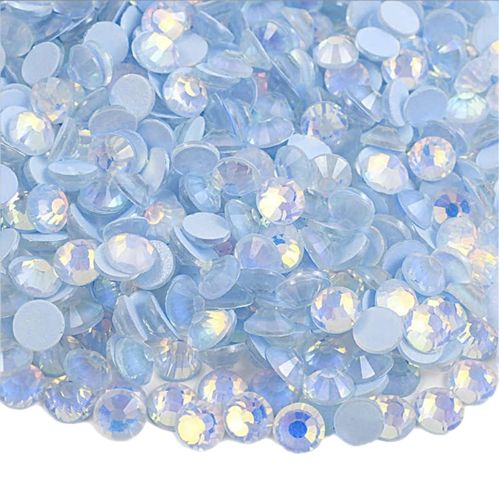 Luminous Blue Opal Round Glass Flatback Crystals