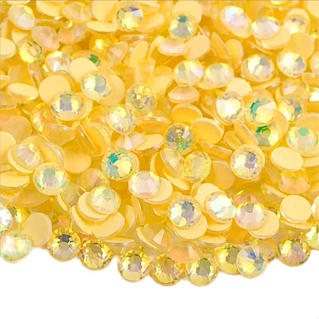 Luminous Yellow Opal Round Glass Flatback Crystals