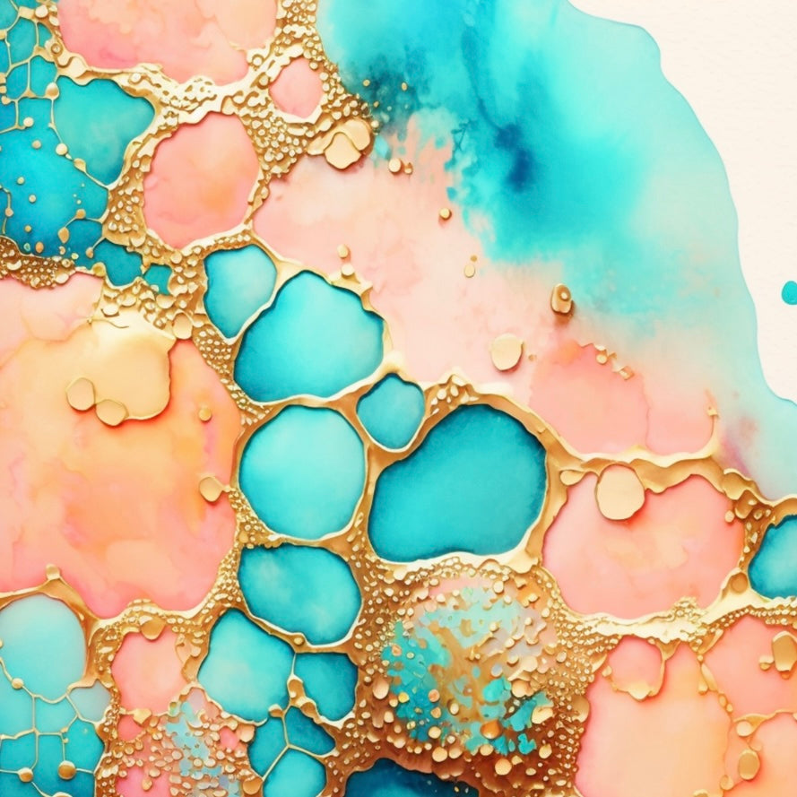 Bling Peach, Aqua & Gold Marble Sublimation Cup Kit