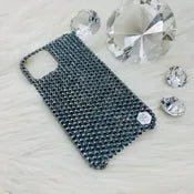 Hand-Placed Austrian Crystal Bling Phone Case for iPhone – Jet Hematite Design