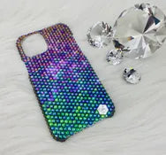 Bling Phone Case for iPhone with Magic Green Luxe Glass Rhinestones