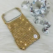 Bling Phone Case for iPhone with Golden Shadow Luxe Glass Rhinestones