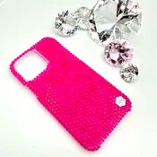 Bling Phone Case for iPhone with Neon Pink Luxe Glass Rhinestones