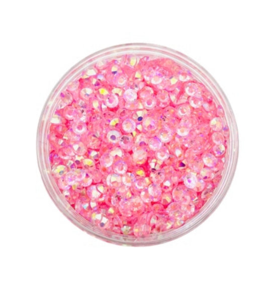 TRANSPARENT AB Resin / Jelly Round Flat Back Rhinestones - Bubblegum