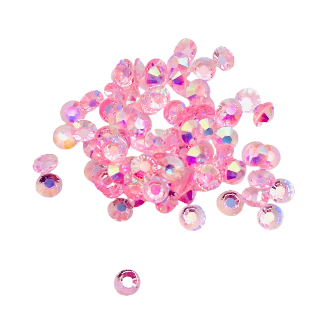 TRANSPARENT AB Resin / Jelly Round Flat Back Rhinestones - Bubblegum