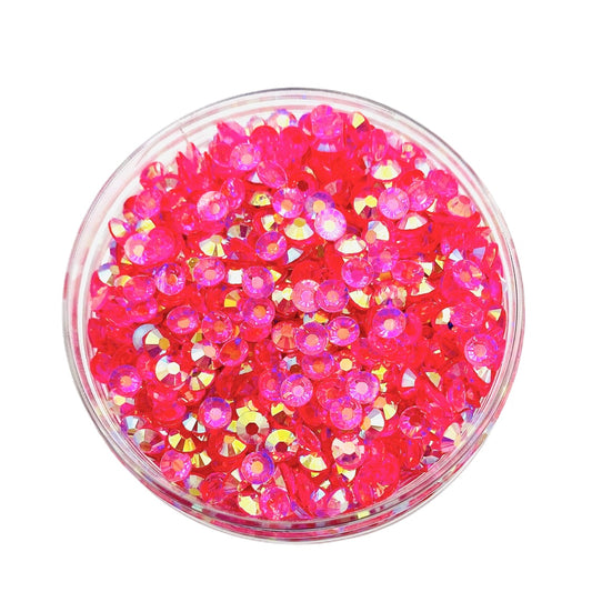 TRANSPARENT AB Resin / Jelly Round Flat Back Rhinestones - Watermelon Candy