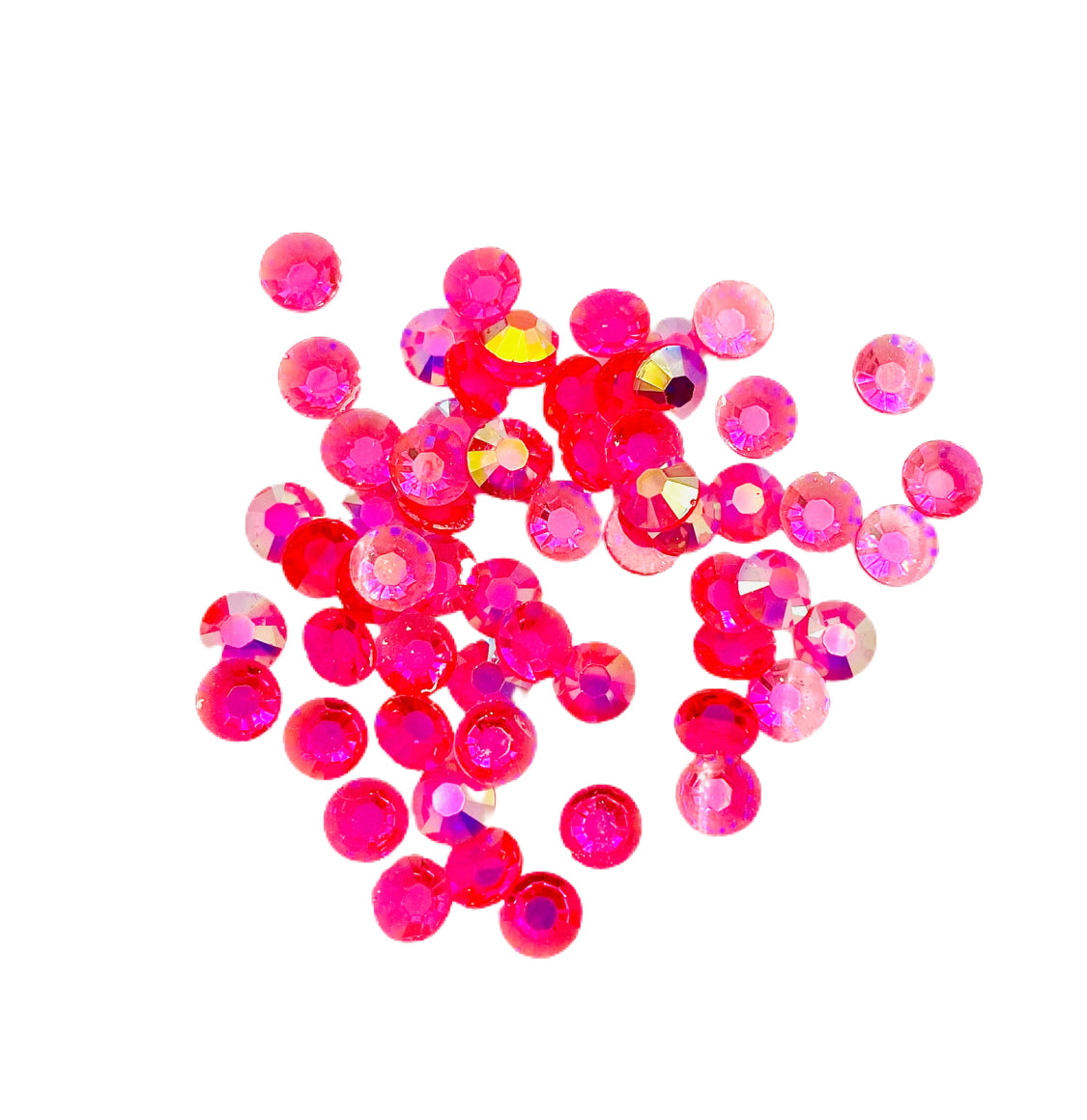 TRANSPARENT AB Resin / Jelly Round Flat Back Rhinestones - Strawberry Lemonade