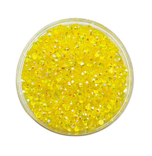 TRANSPARENT AB Resin / Jelly Round Flat Back Rhinestones - Lemon Zing