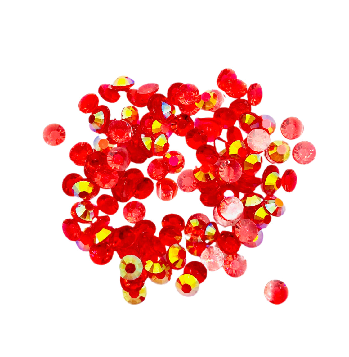 TRANSPARENT AB Resin / Jelly Round Flat Back Rhinestones - Wild Cherry