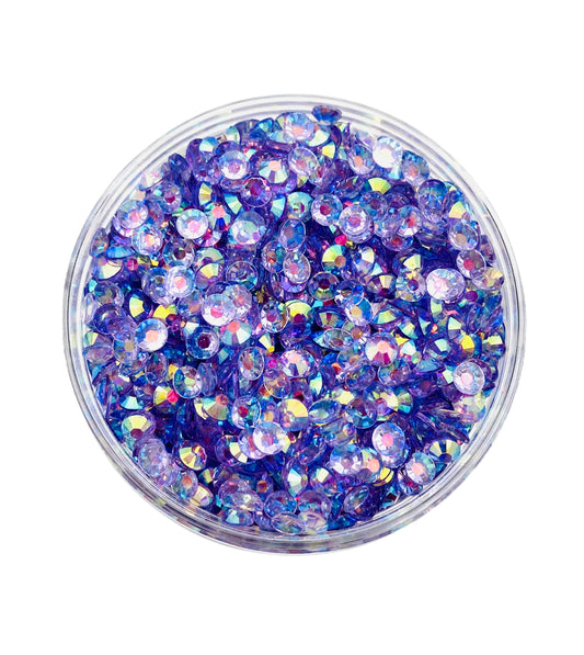 TRANSPARENT AB Resin / Jelly Round Flat Back Rhinestones - Luscious Lavender