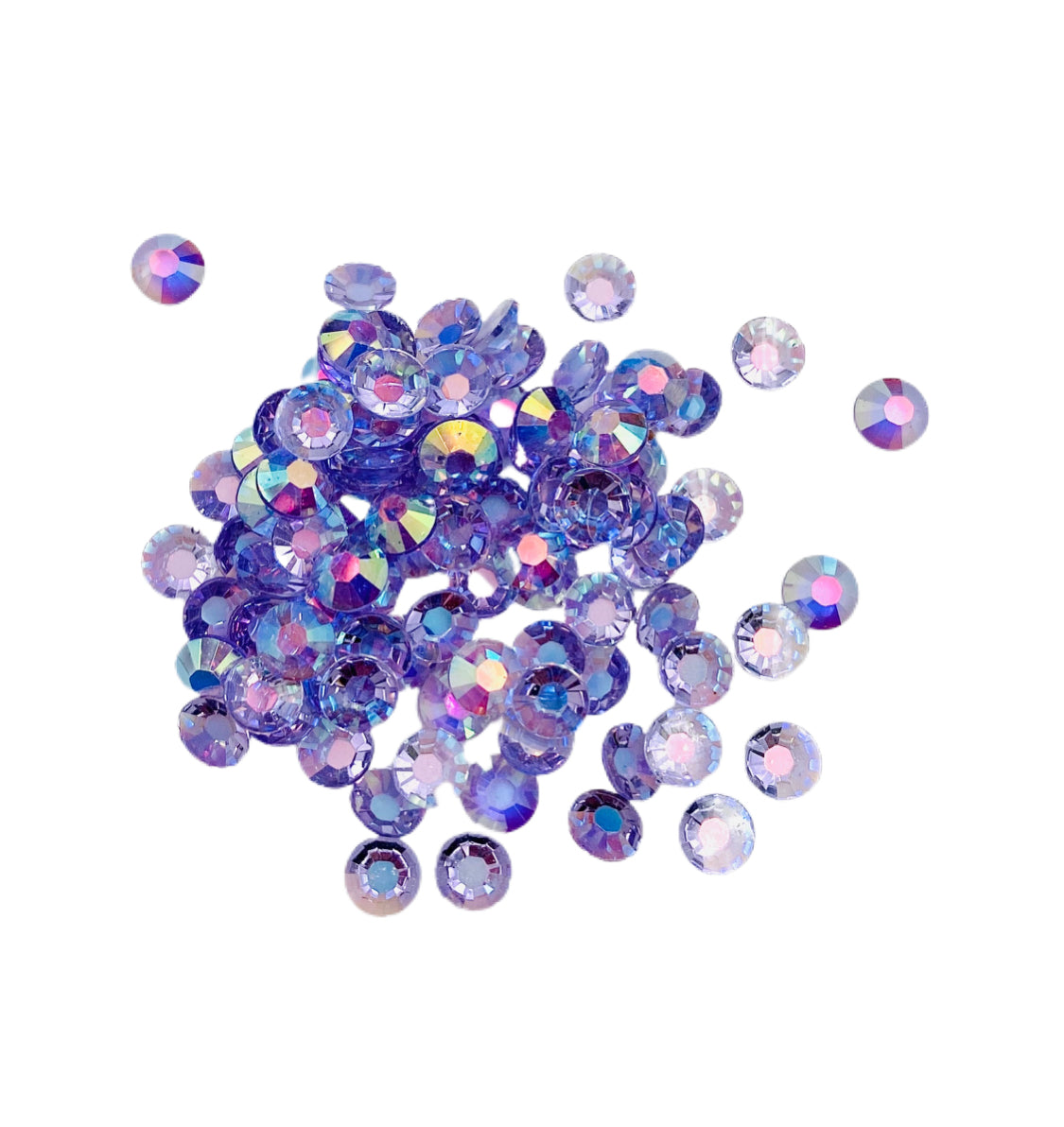 TRANSPARENT AB Resin / Jelly Round Flat Back Rhinestones - Luscious Lavender