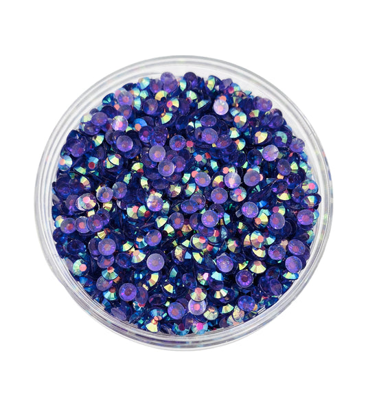 TRANSPARENT AB Resin / Jelly Round Flat Back Rhinestones - Grape Soda