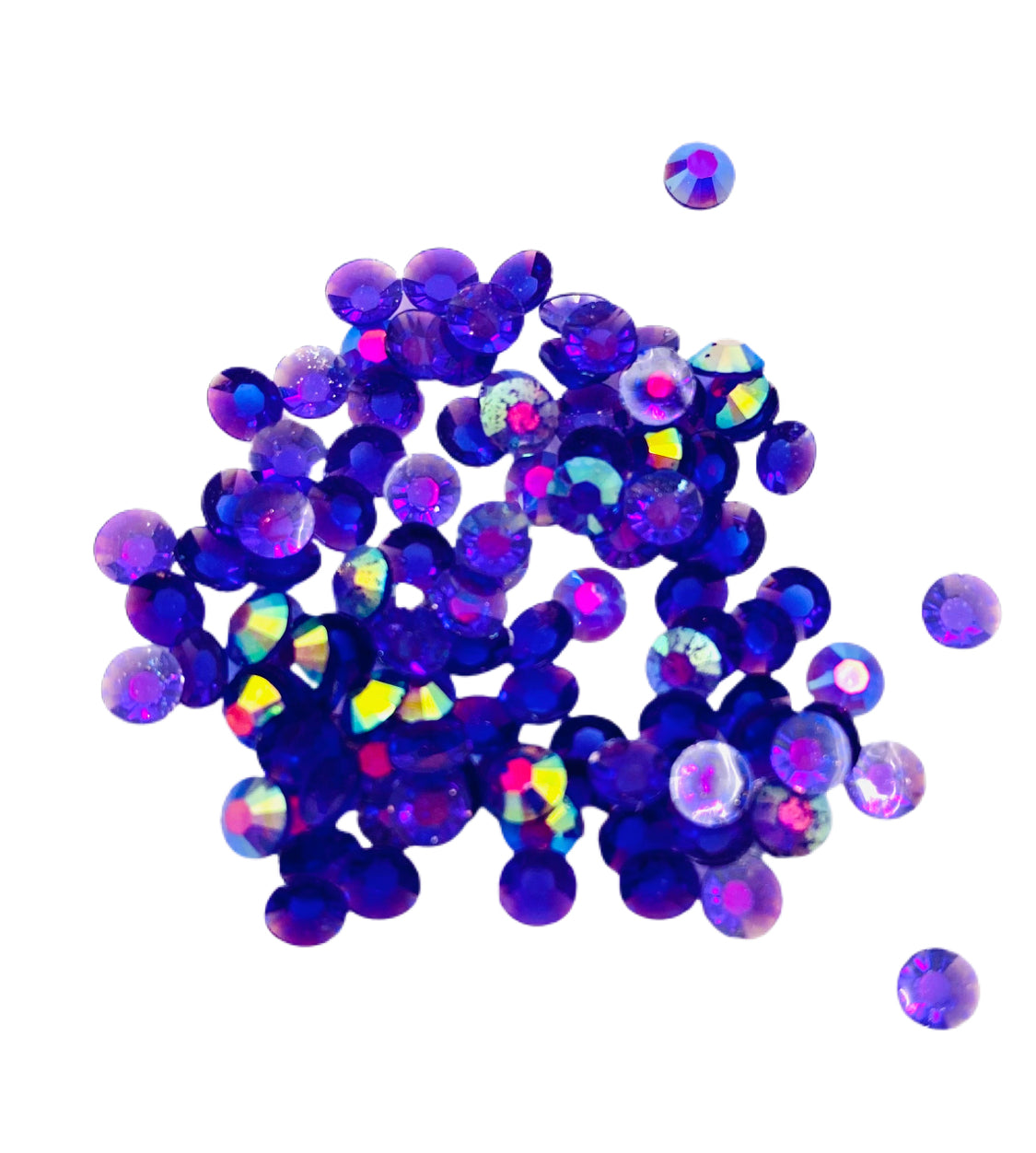 TRANSPARENT AB Resin / Jelly Round Flat Back Rhinestones - Grape Soda