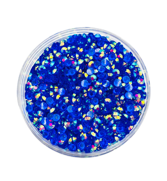TRANSPARENT AB Resin / Jelly Round Flat Back Rhinestones - Blueberry Blast