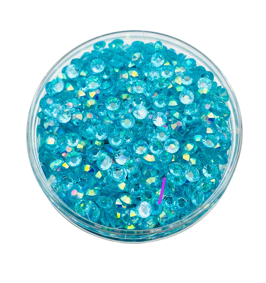 TRANSPARENT AB Resin / Jelly Round Flat Back Rhinestones - Paradise Punch