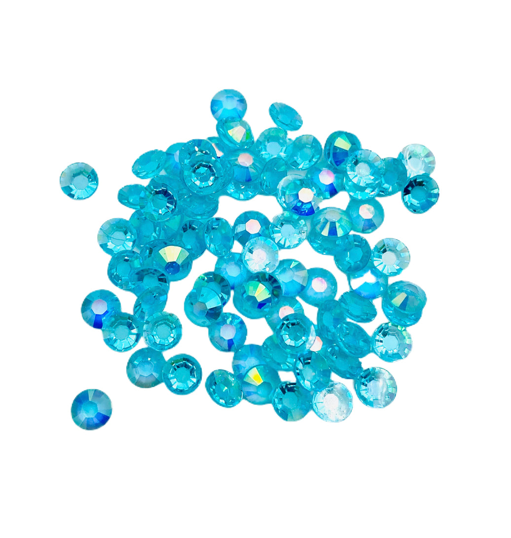 TRANSPARENT AB Resin / Jelly Round Flat Back Rhinestones - Paradise Punch