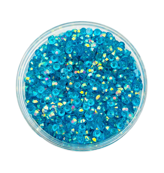 TRANSPARENT AB Resin / Jelly Round Flat Back Rhinestones - Wintergreen Ice