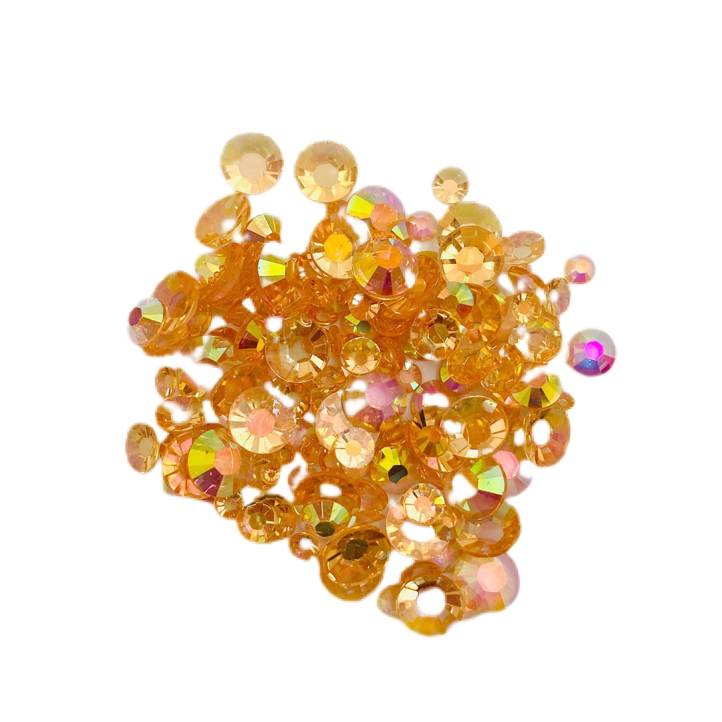 TRANSPARENT AB Resin / Jelly Round Flat Back Rhinestones - Peach Cobbler