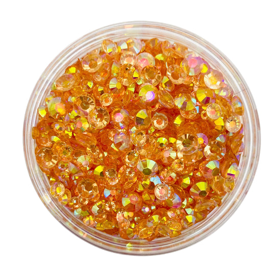 TRANSPARENT AB Resin / Jelly Round Flat Back Rhinestones - Peach Cobbler