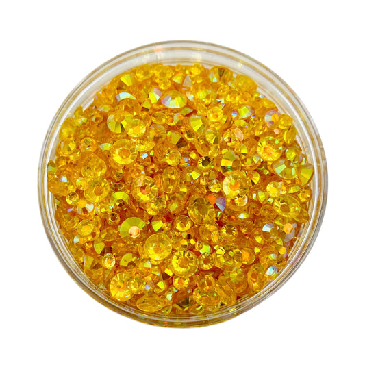 TRANSPARENT AB Resin / Jelly Round Flat Back Rhinestones - HoneyComb