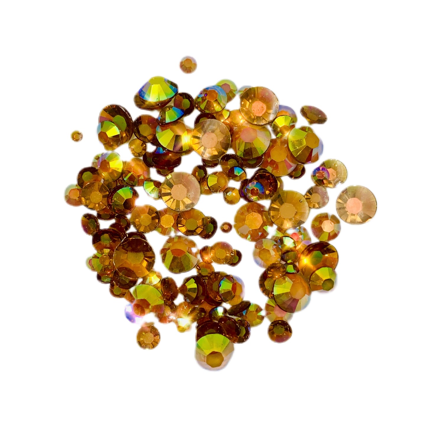 TRANSPARENT AB Resin / Jelly Round Flat Back Rhinestones - Root Beer Candy