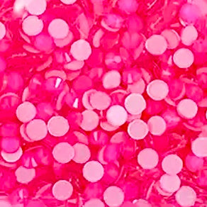 Neon Pink Round Glass Flatback Crystals
