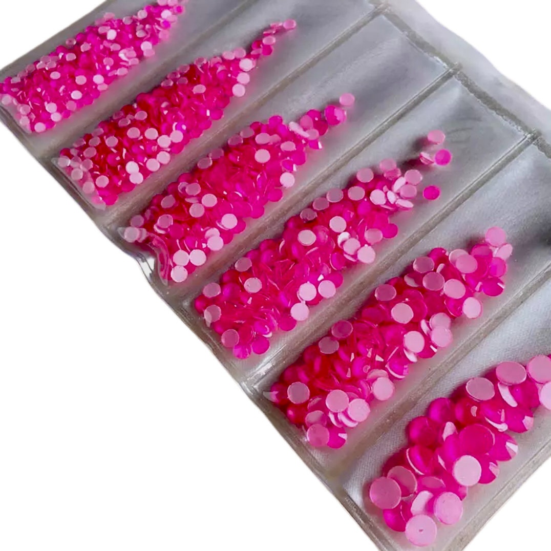 Neon Pink Round Glass Flatback Crystals
