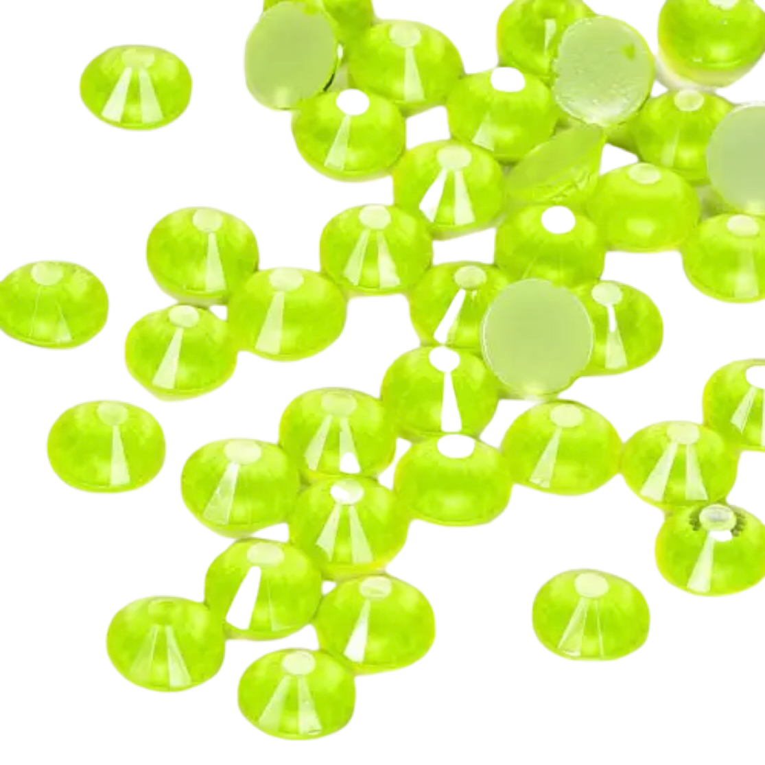 Neon Yellow Round Glass Flatback Crystals