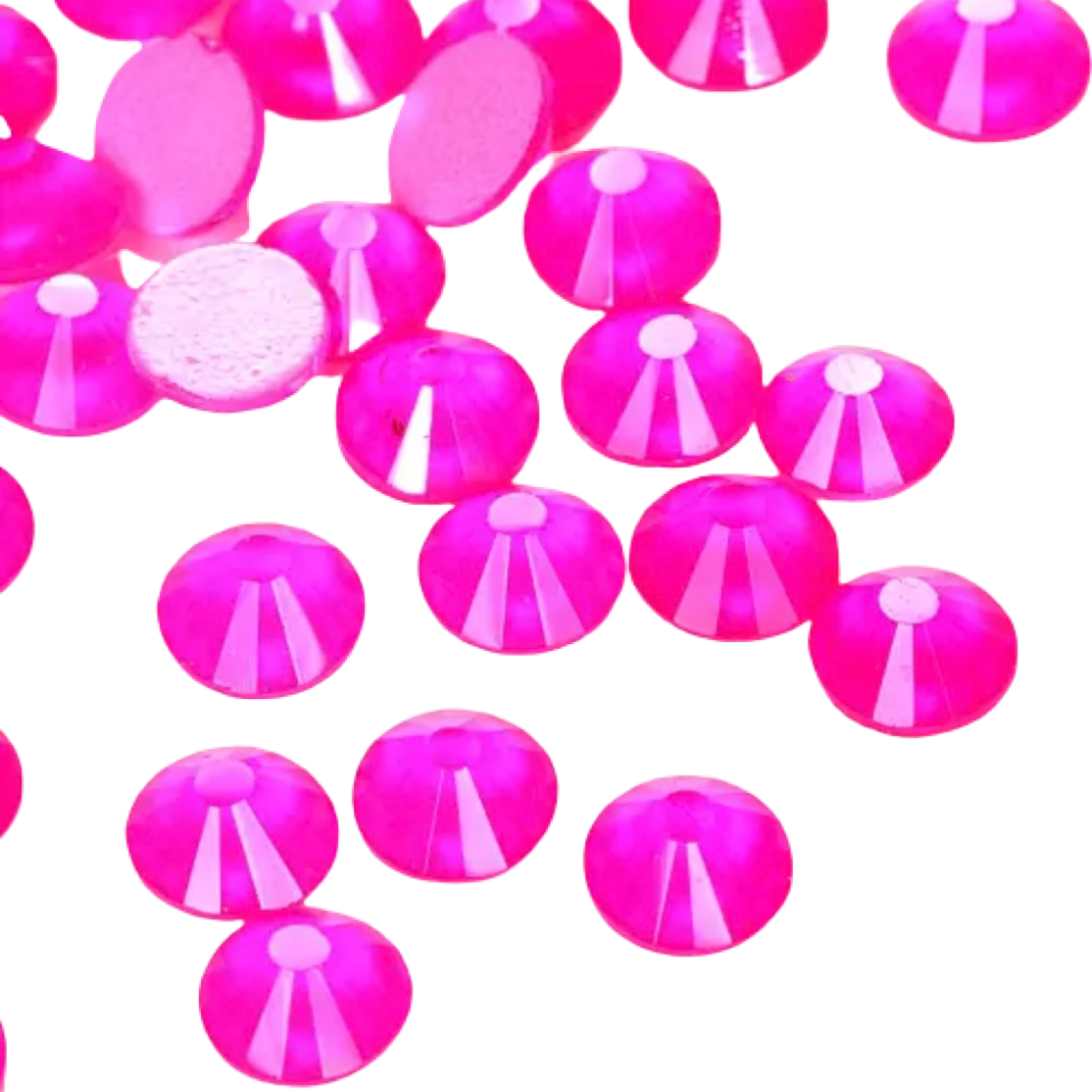 Neon Pink Round Glass Flatback Crystals