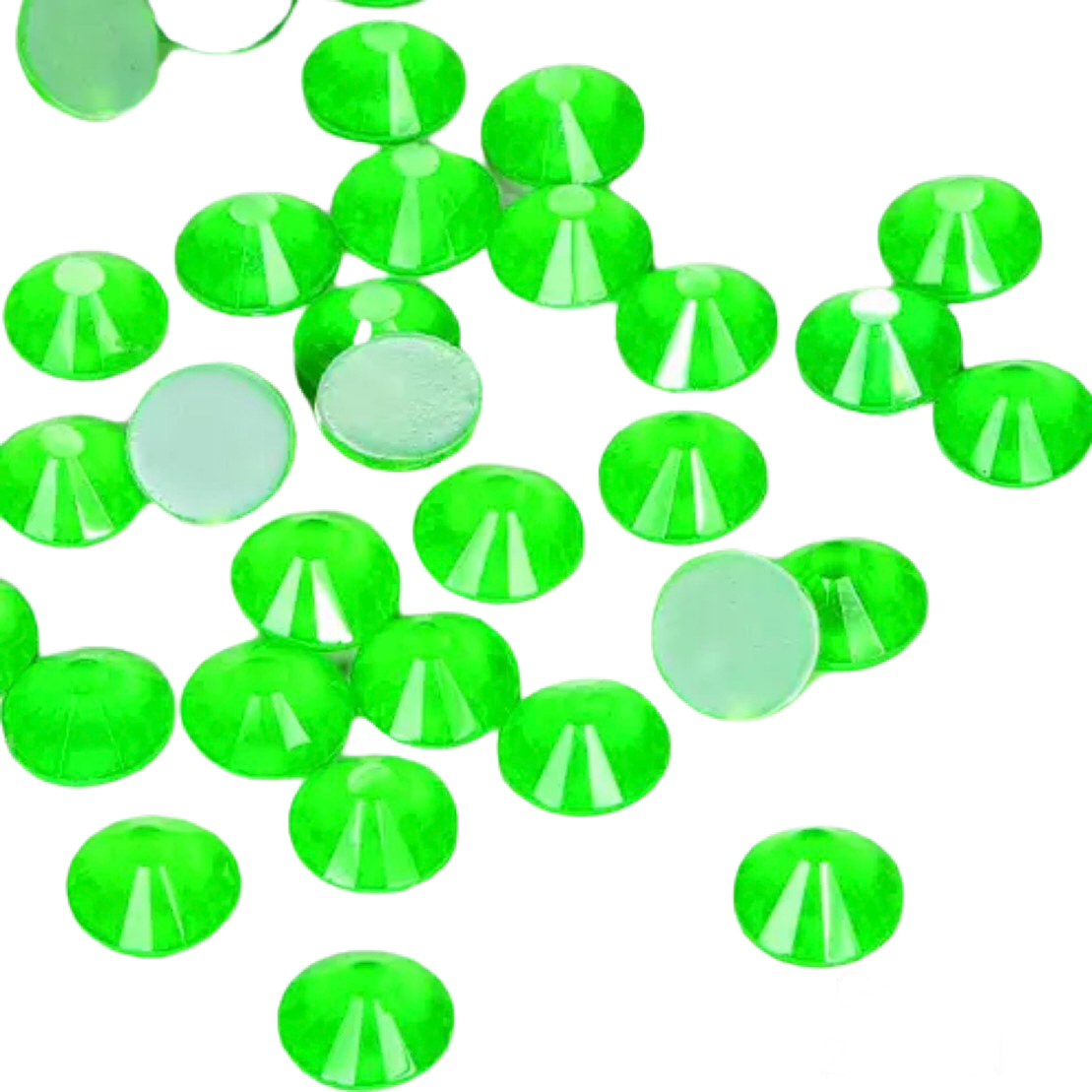 Neon Green Round Glass Flatback Crystals