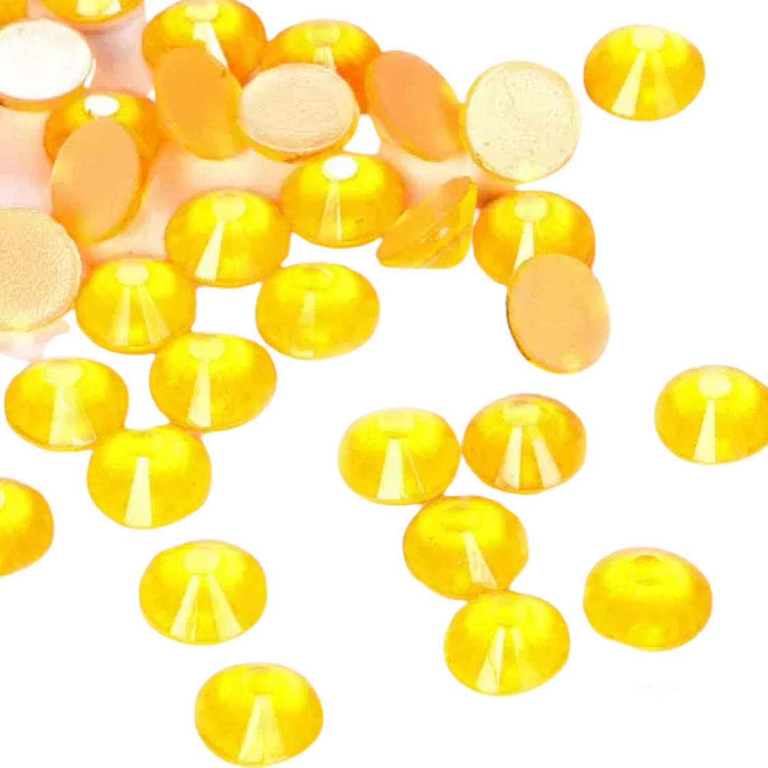 Neon Orange Round Glass Flatback Crystals