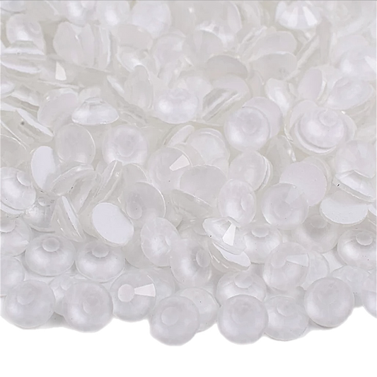 Neon White Round Glass Flatback Crystals