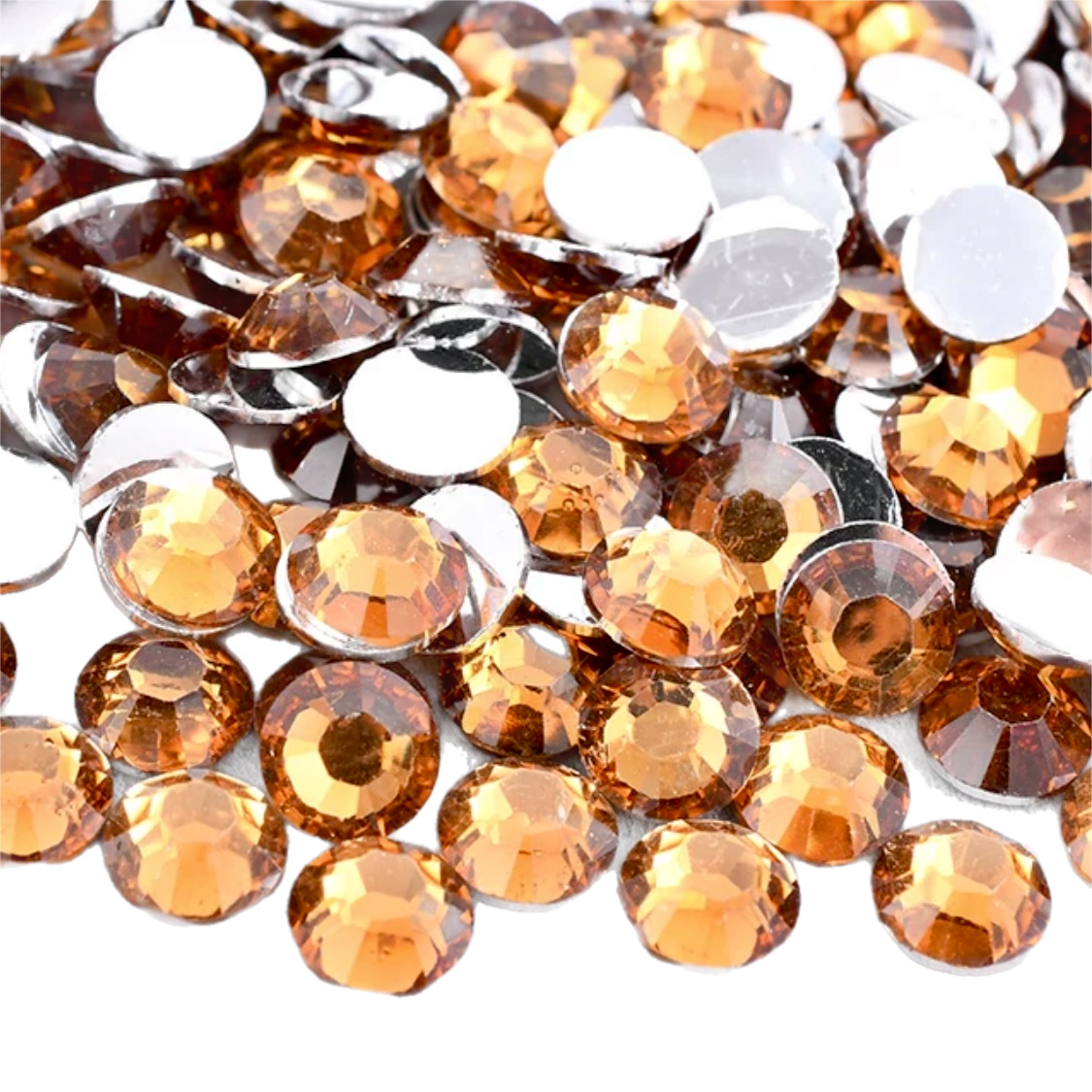 Yellow Coffee Resin Foil Back Round Flat Back Rhinestones