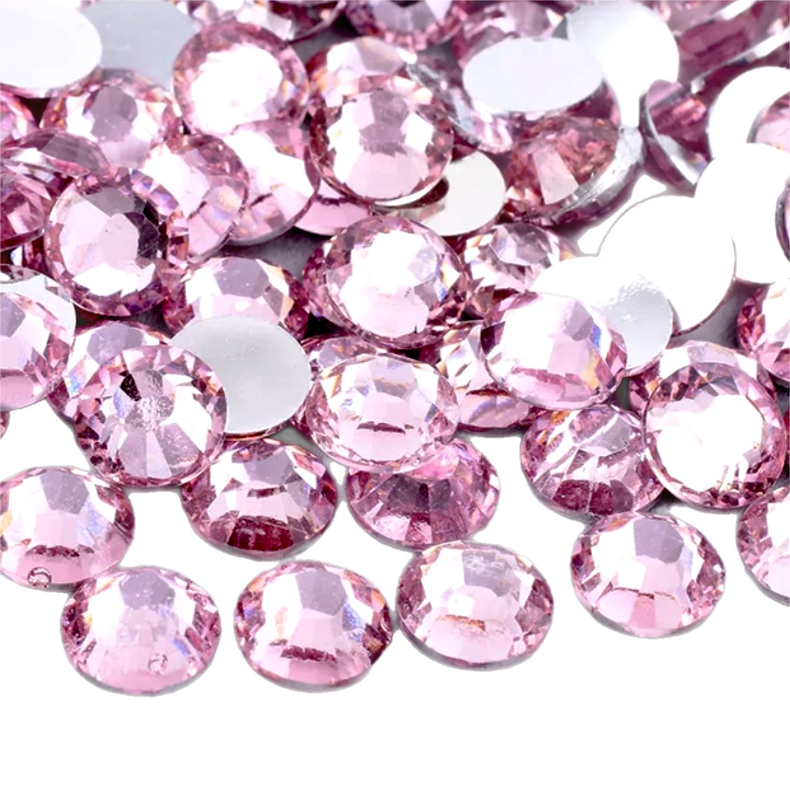 Light Pink Resin Foil Back Round Flat Back Rhinestones