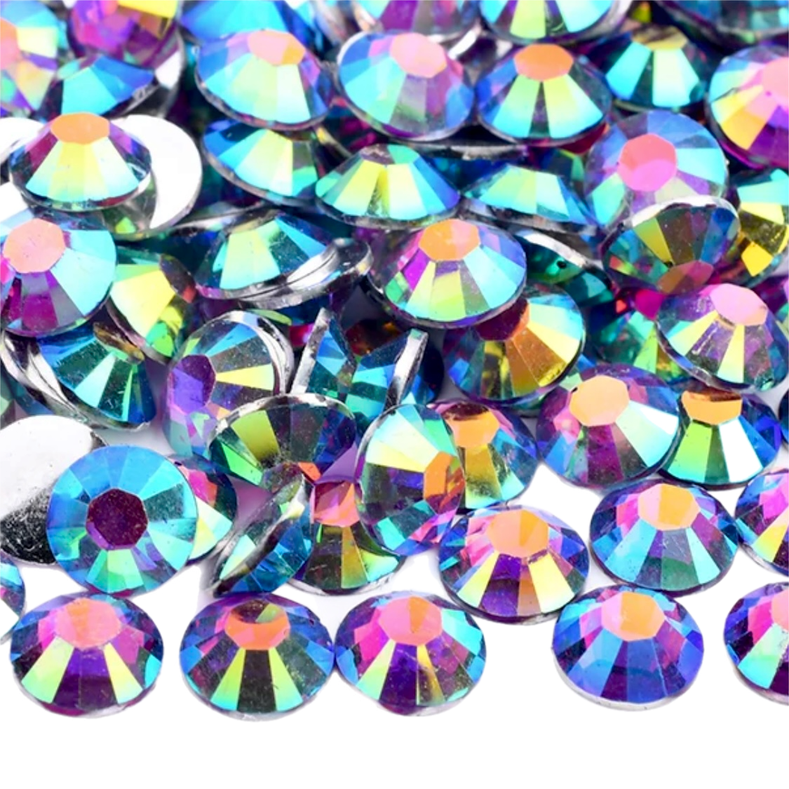 Dark Amethyst AB Resin Foil Back Round Flat Back Rhinestones