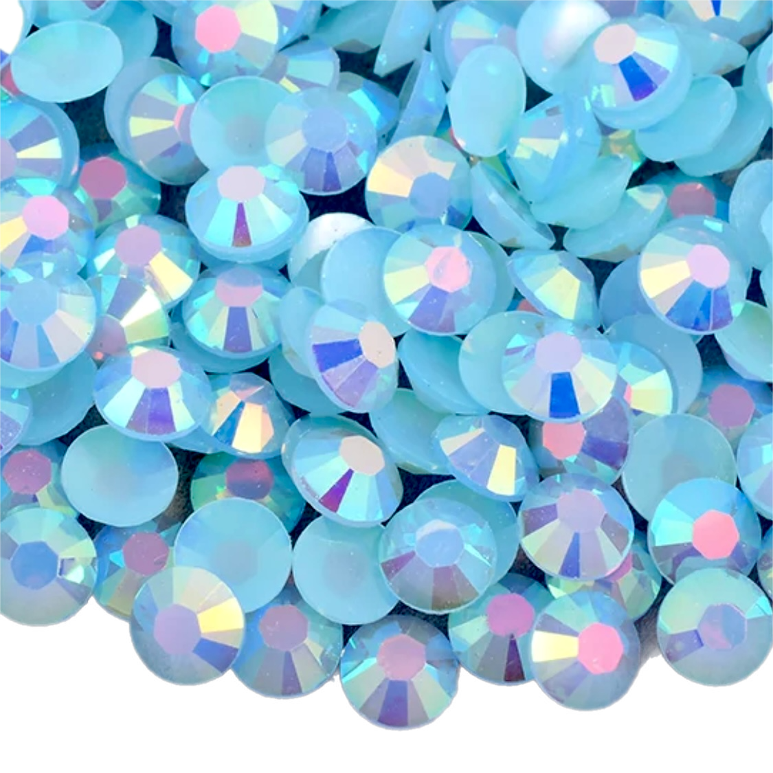 Jelly Aquamarine AB Round Flat Back Rhinestones