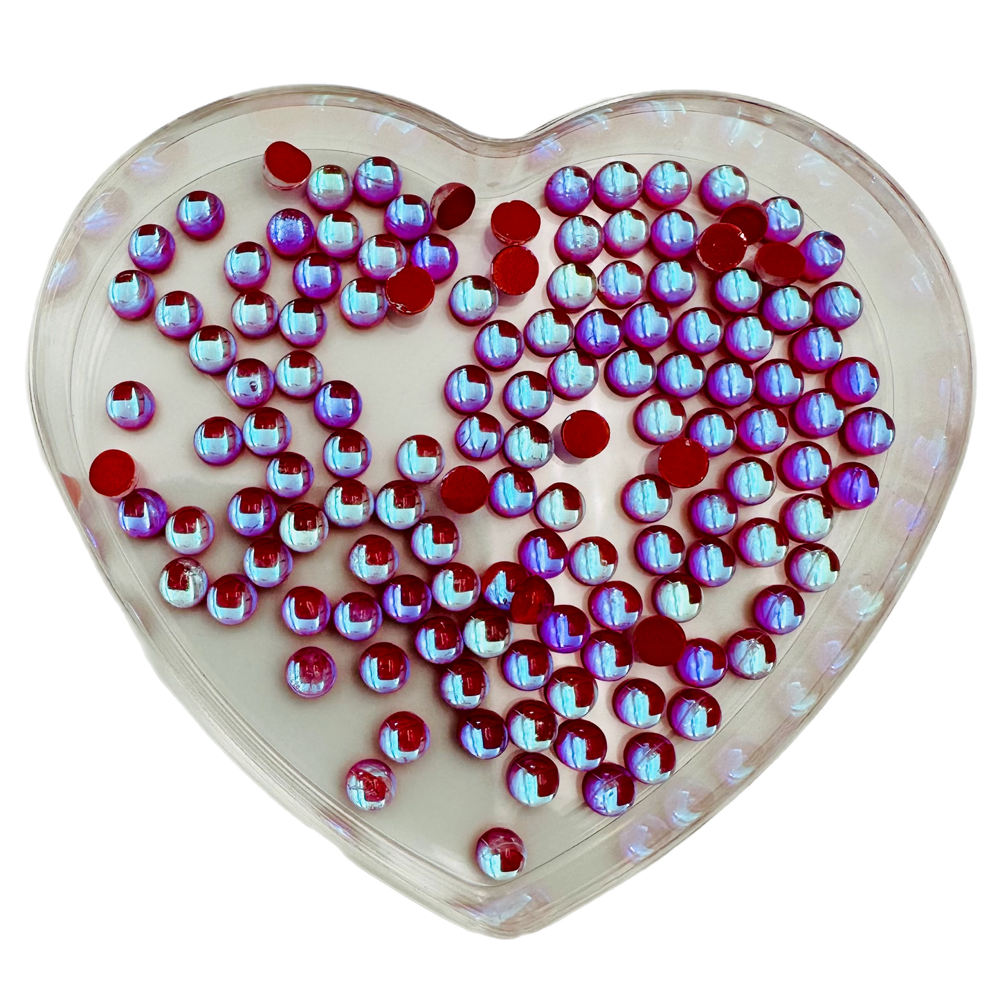 Red Happy Mermaid Tears Round Glass Flatback Crystals