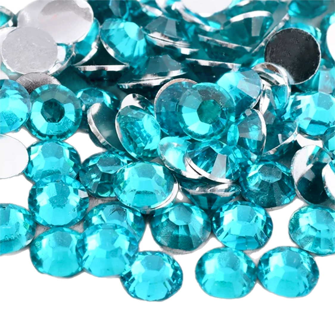 Blue Zircon Resin Foil Back Round Flat Back Rhinestones