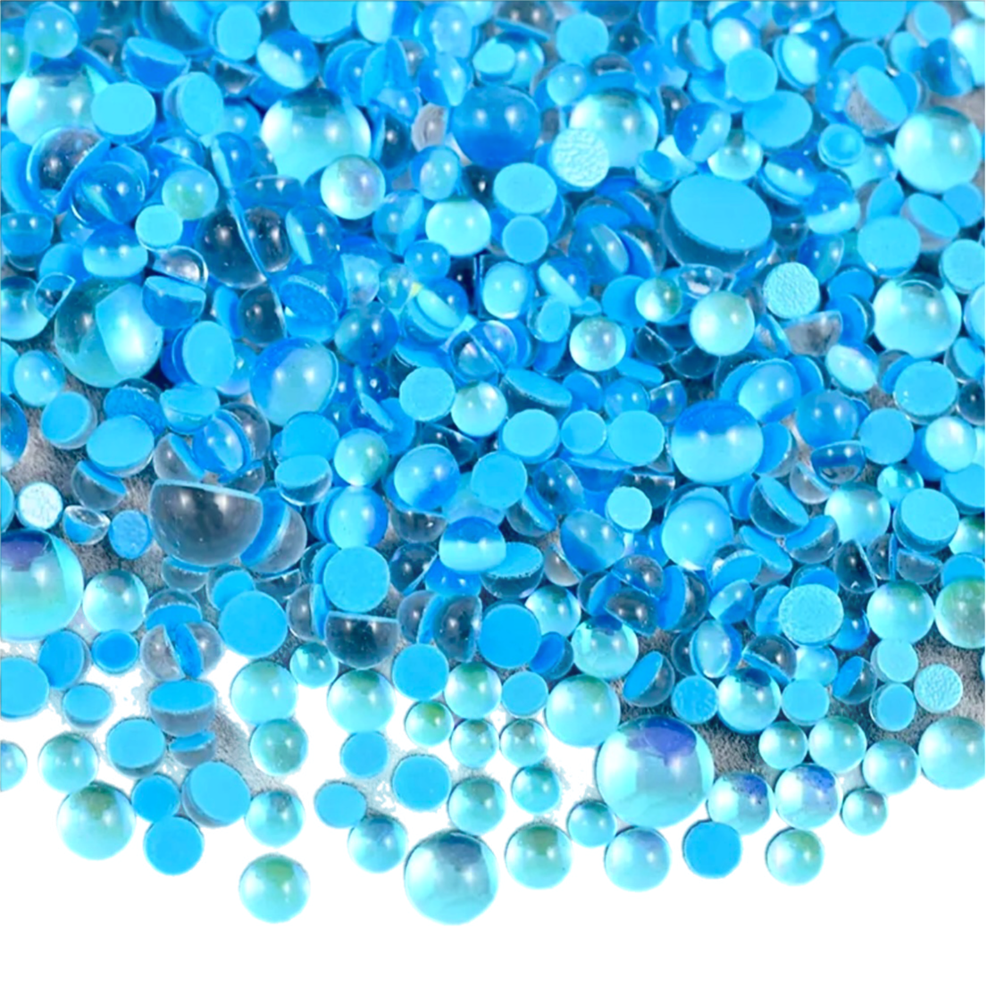 Aqua Happy Mermaid Tears Round Glass Flatback Crystals